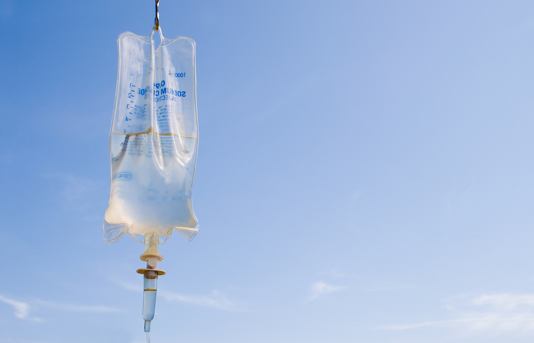 IV Bag with Blue Sk Background